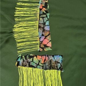 Handmade One of a Kind Colorful Fringe Arm Bands with Abstract Pattern